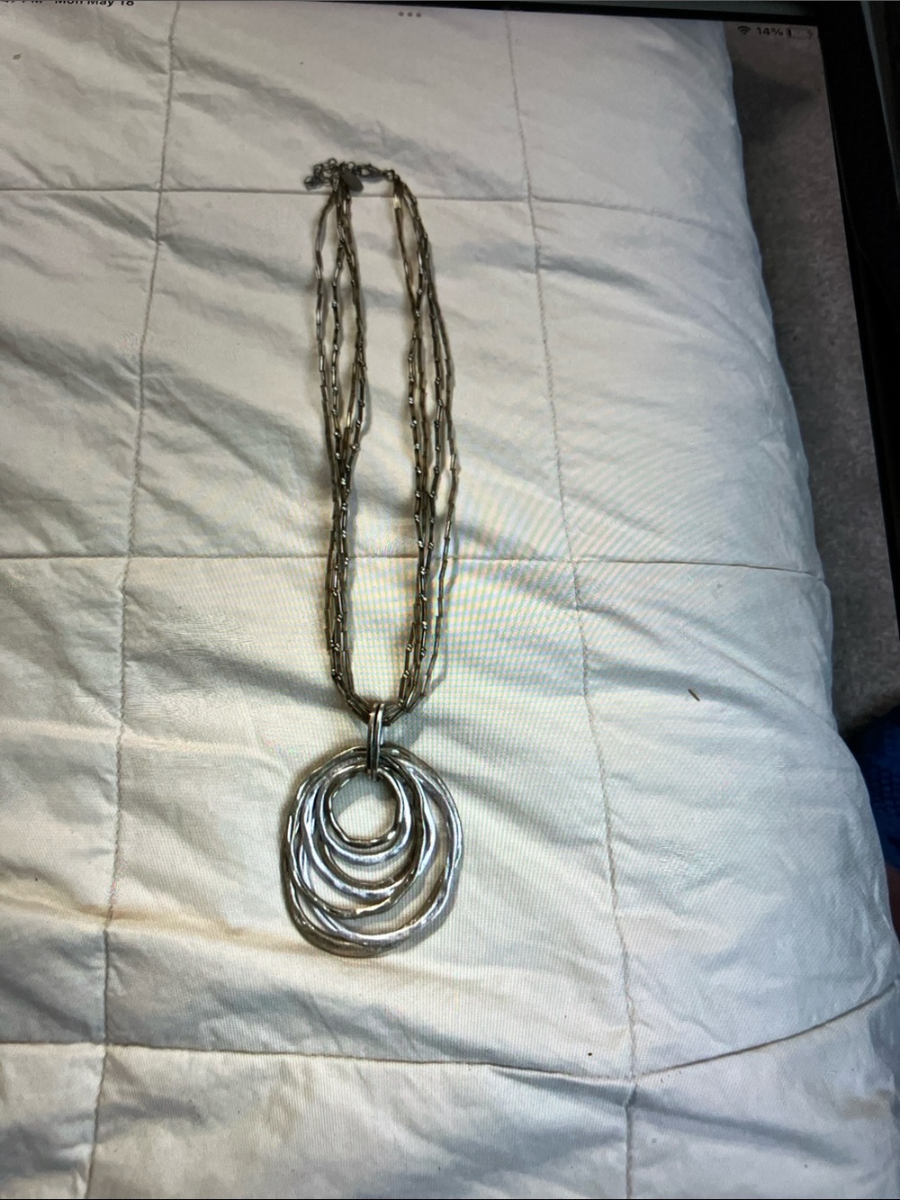 Silver Multi-Ring Pendant Necklace – Women's Fashion Jewelry